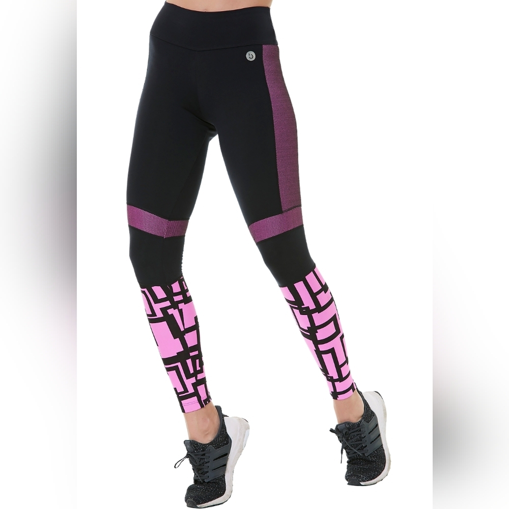 Black and Pink Geometric Women's Leggings